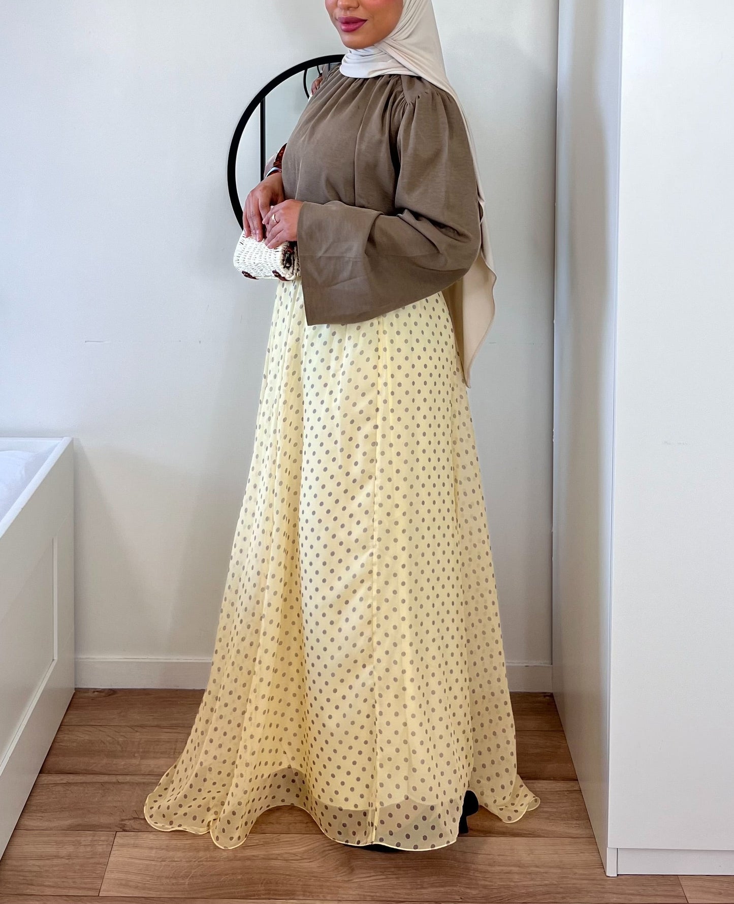 Jupe longue asymétrique à pois