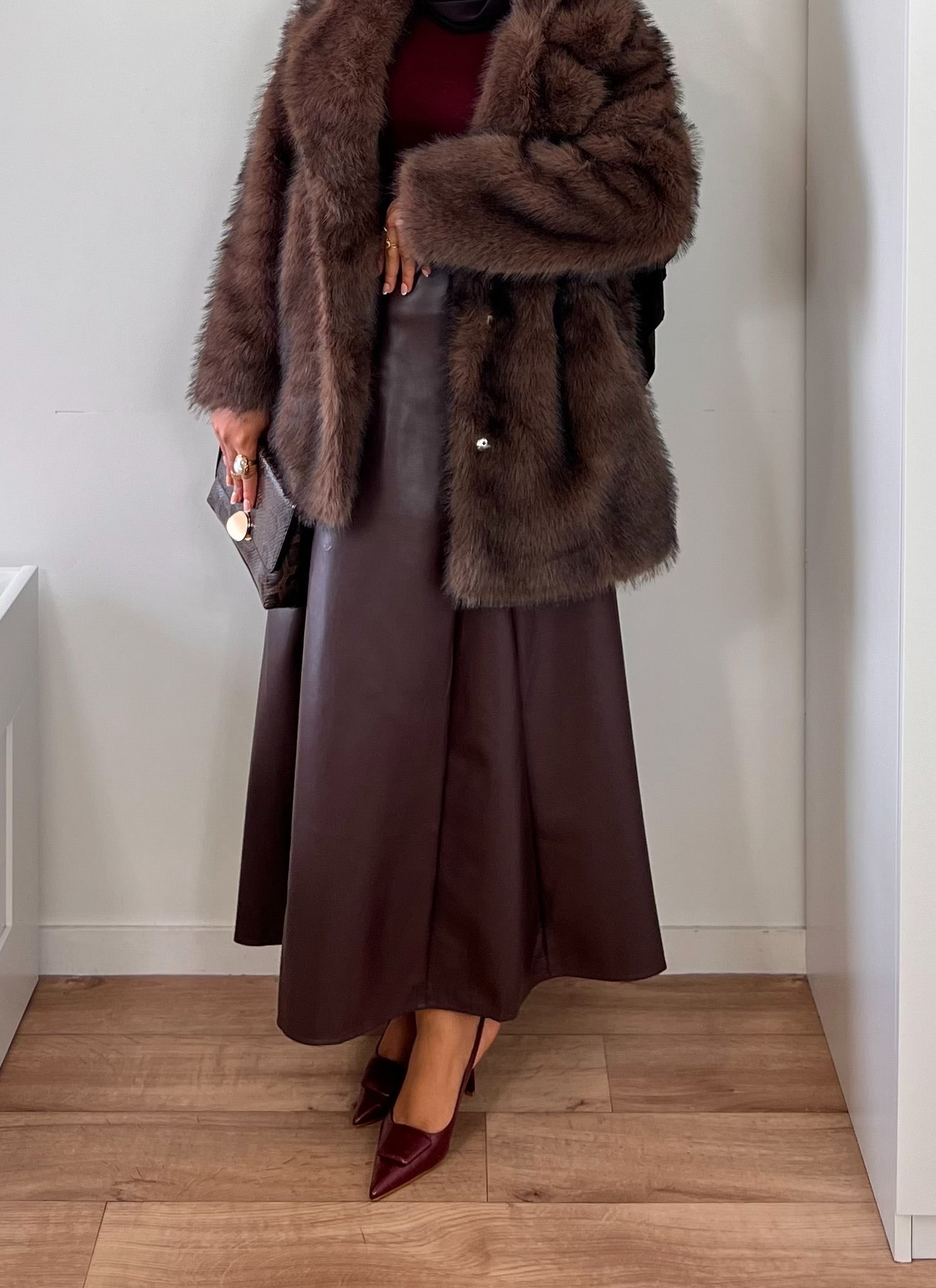 Jupe évasée en similicuir