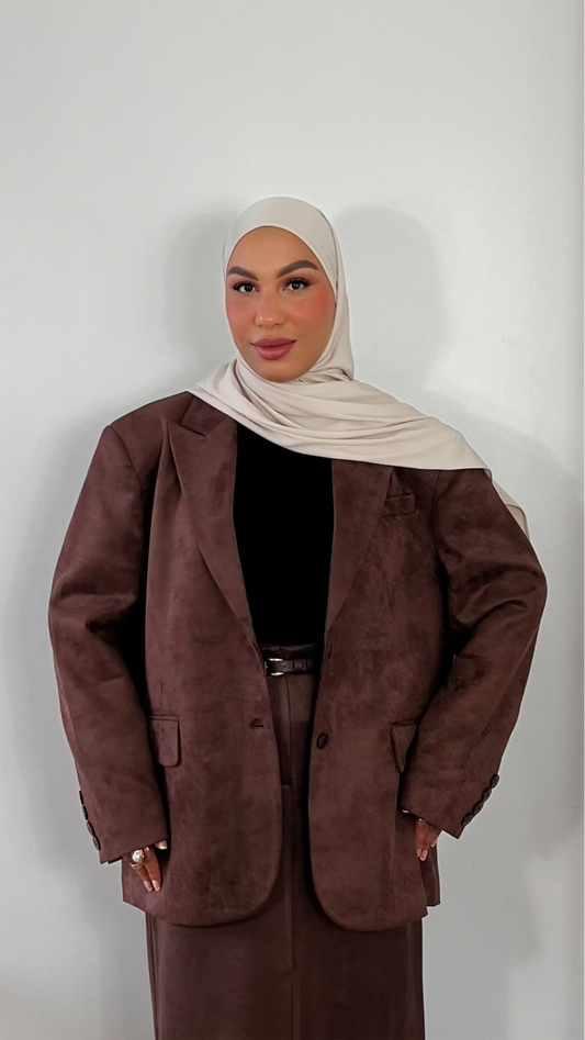 Blazer Oversize Premium - [Tissu effet daim doublé chaud]