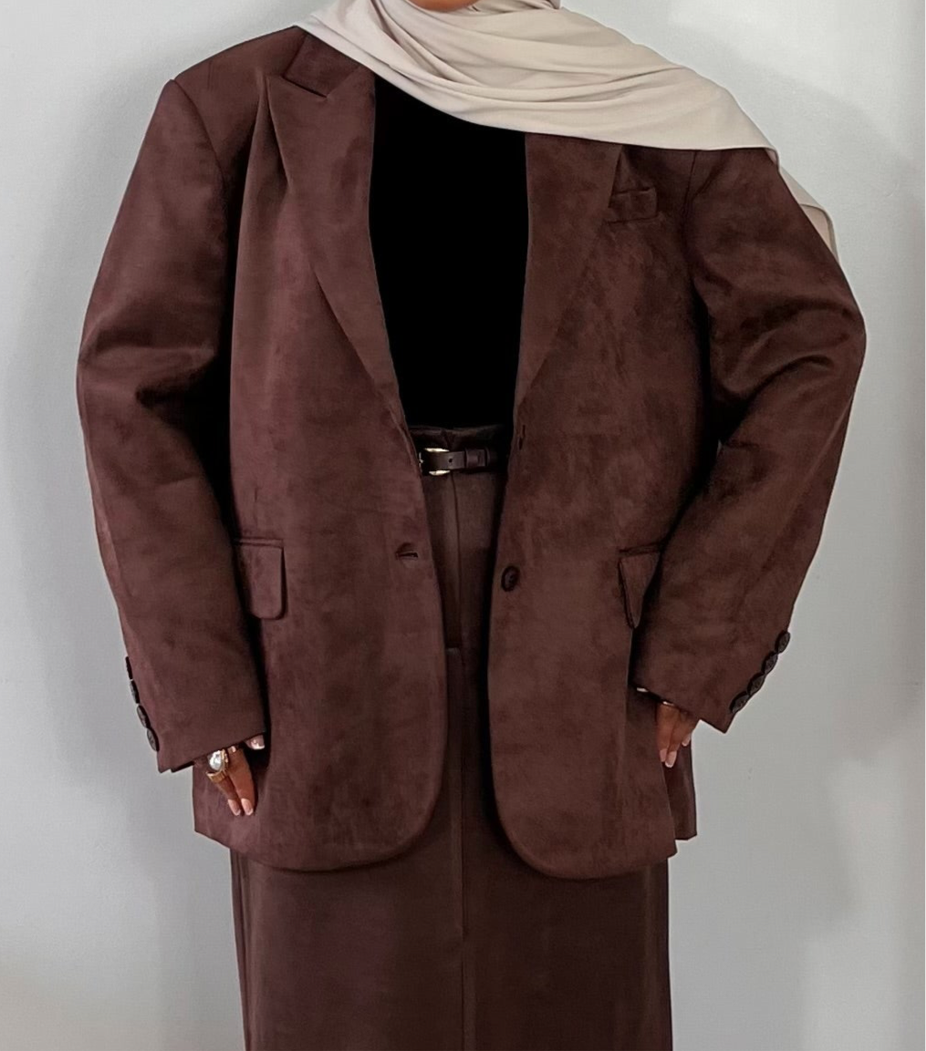 Blazer Oversize Premium - [Tissu effet daim doublé chaud]
