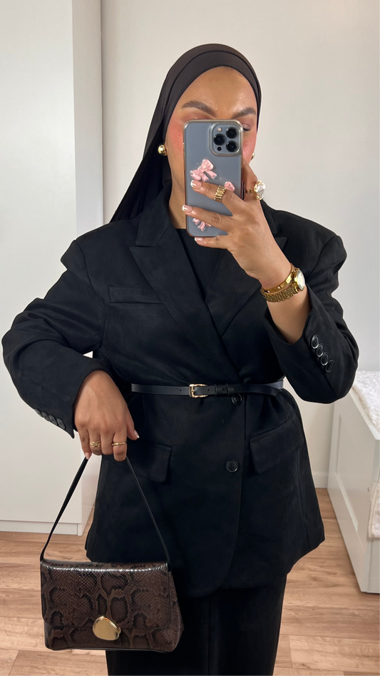 Blazer Oversize Premium - [Tissu effet daim doublé chaud]