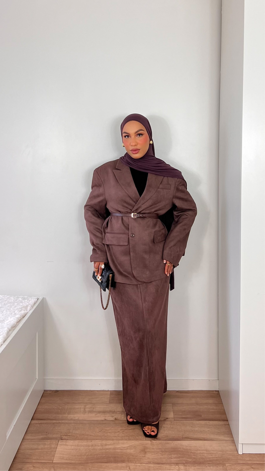Blazer Oversize Premium - [Tissu effet daim doublé chaud]