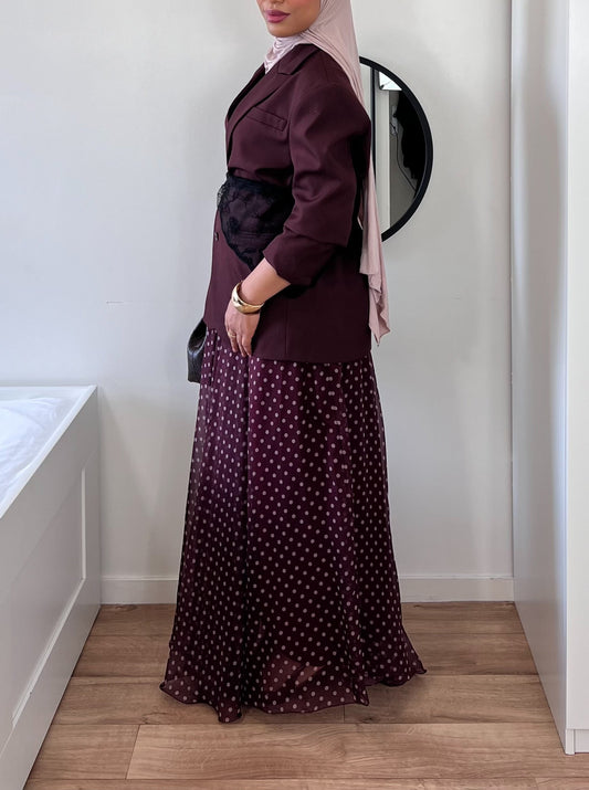 Jupe longue asymétrique à pois