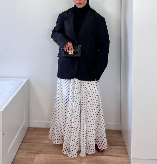 Jupe longue asymétrique à pois