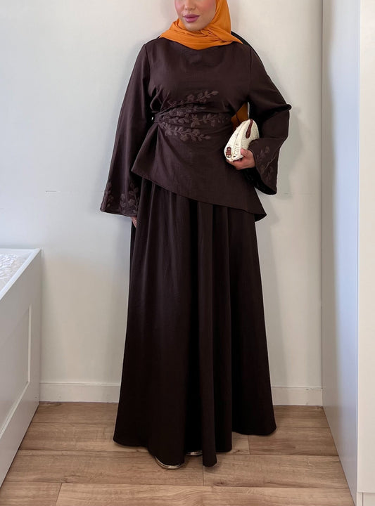 Ensemble Jupe Asymétrique & Haut Brodé | QUALITÉ PREMIUM |