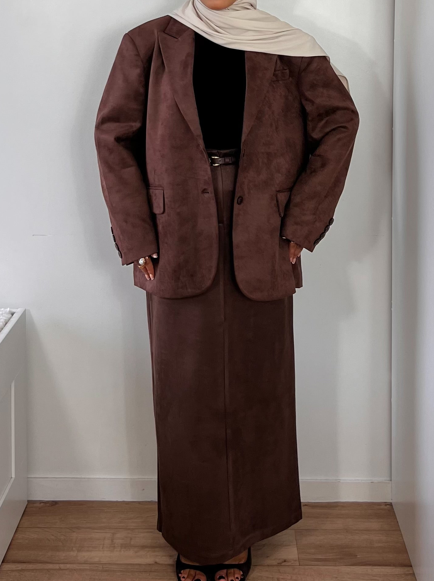 Blazer Oversize Premium - [Tissu effet daim doublé chaud]