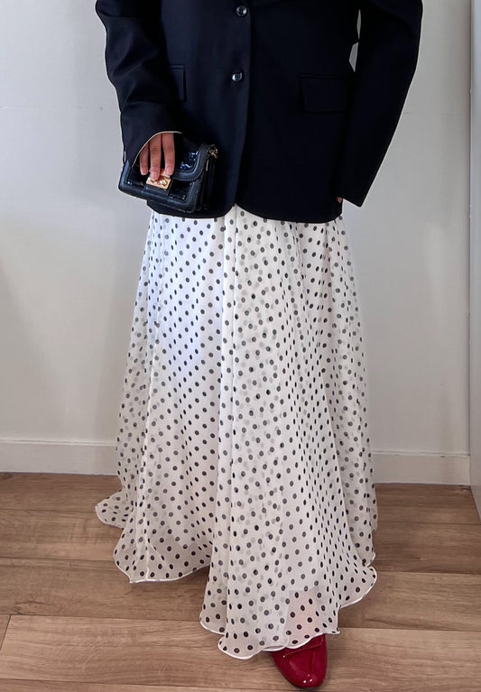 Jupe longue asymétrique à pois