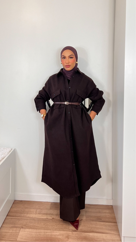 Robe-chemise manteau longue – Chaleur & style premium