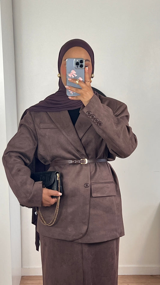 Blazer Oversize Premium - [Tissu effet daim doublé chaud]