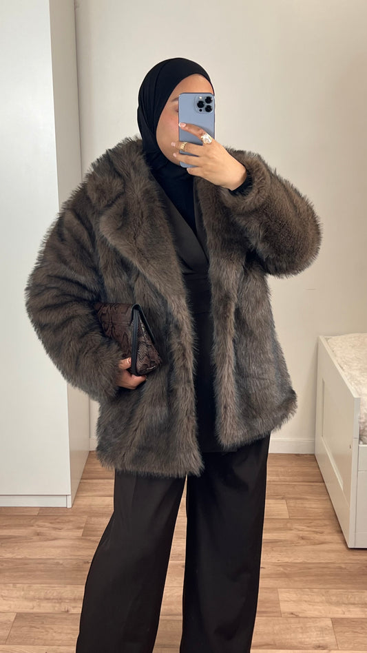 Manteau long en fausse fourrure – Doux, chaud et élégant