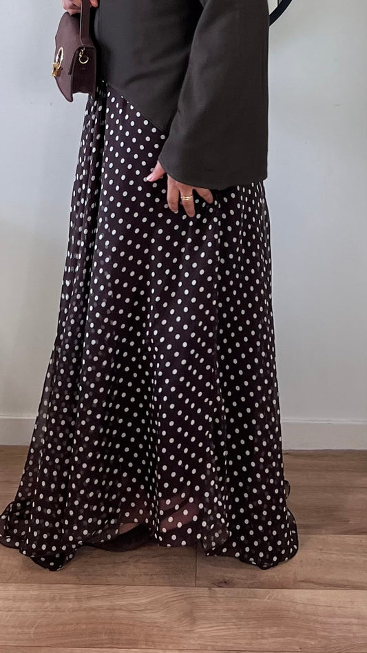 Jupe longue asymétrique à pois