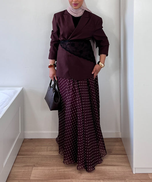 Jupe longue asymétrique à pois