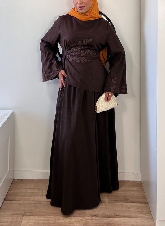 Ensemble Jupe Asymétrique & Haut Brodé | QUALITÉ PREMIUM |