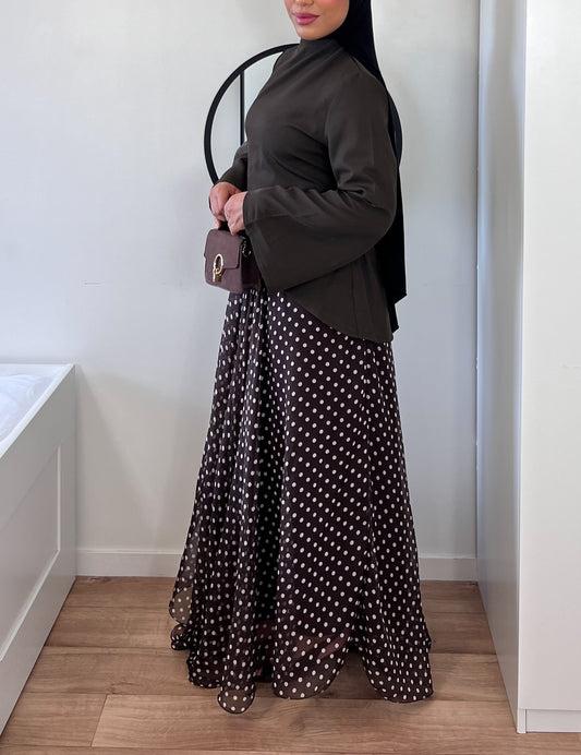 Jupe longue asymétrique à pois