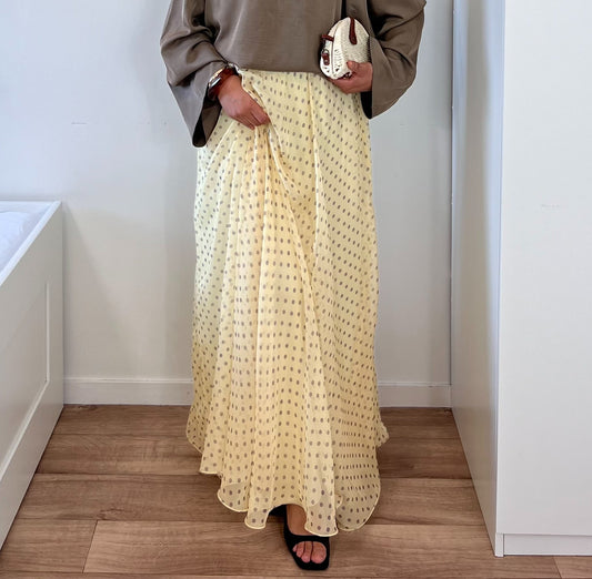 Jupe longue asymétrique à pois