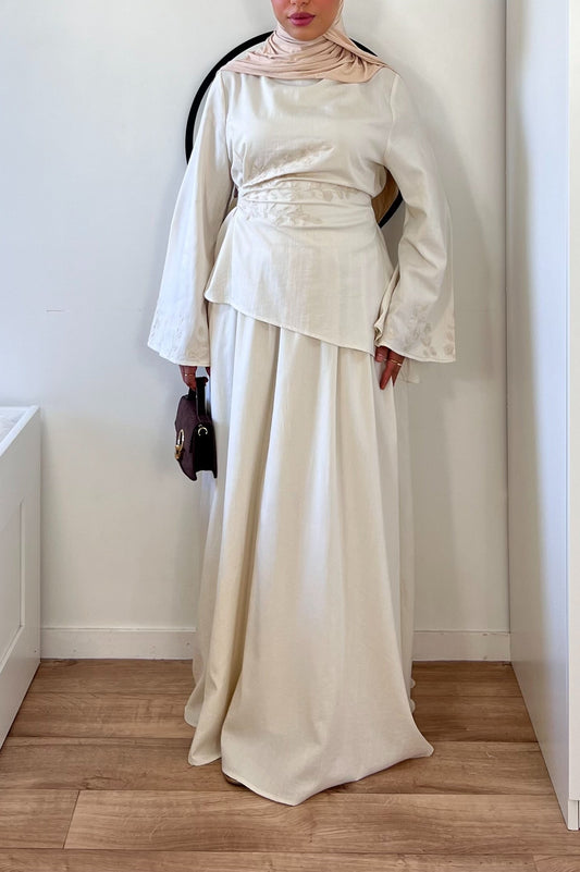 Ensemble Jupe Asymétrique & Haut Brodé | QUALITÉ PREMIUM |